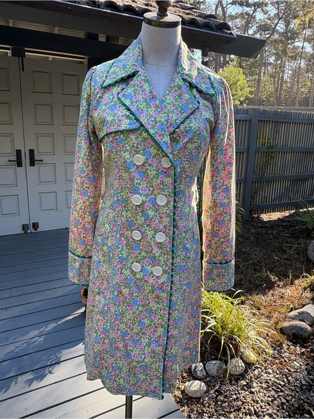 Odille Anthropologie Pink Floral Double 🌸Breasted Trench Coat